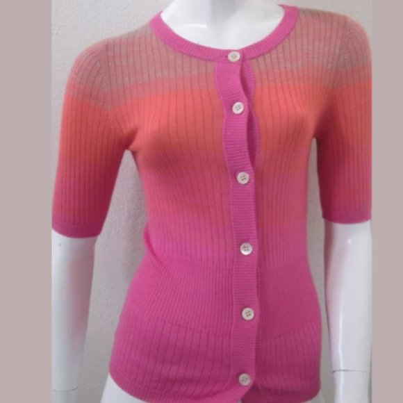Dries Van Noten Sweaters | Dries Van Noten Pretty Ombr Cashmere Silk Cardigan | Color: Orange/Pink | Size: S | Maisonmise's Closet